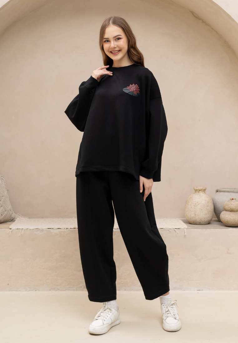 NONAETAL Hailey Padma Oversized Top Long Sleeve Black