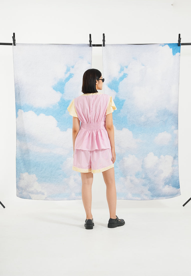 NONA Cordelia Tiered Top Stripes Rose Pink