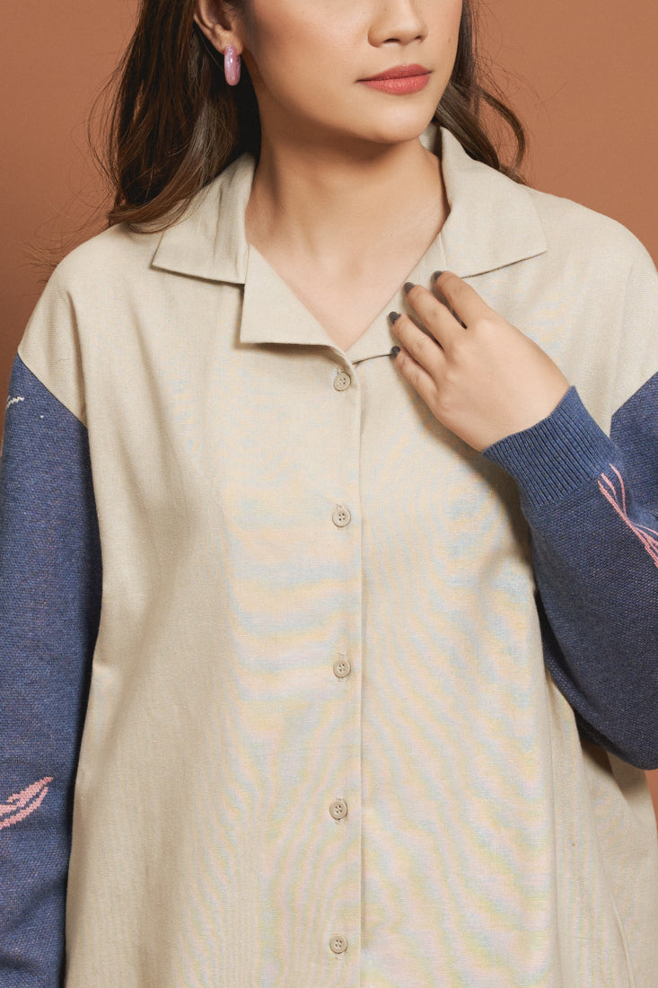 NONA Beatrix Long Sleeve Dress Ecru