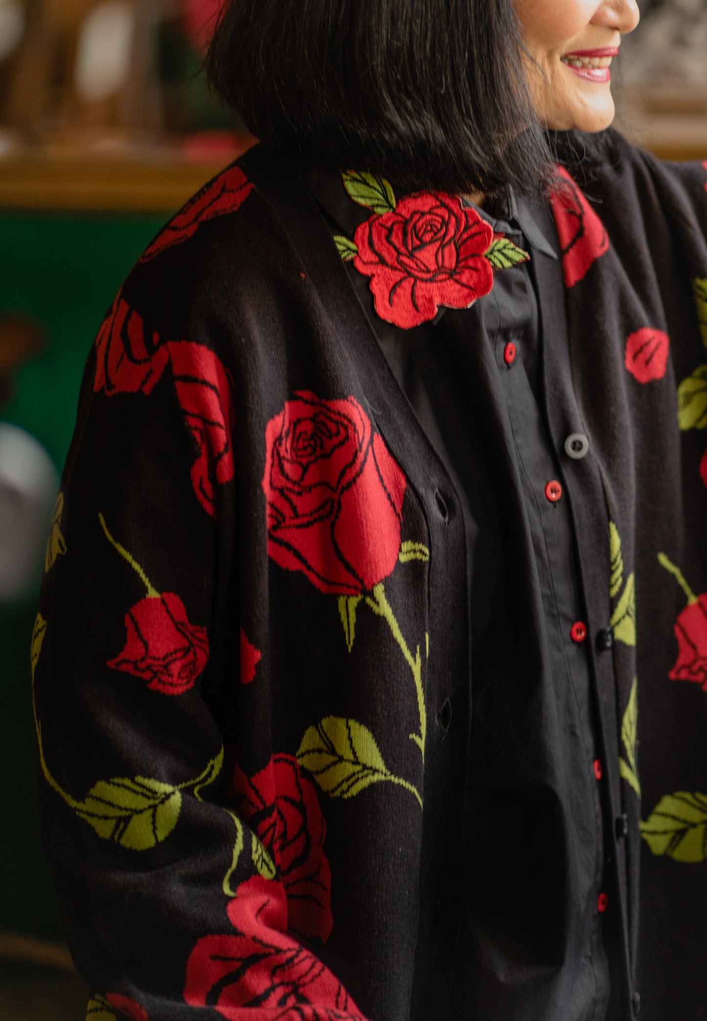 NONA Greta Rosewhisper Oversize Cardigan Black