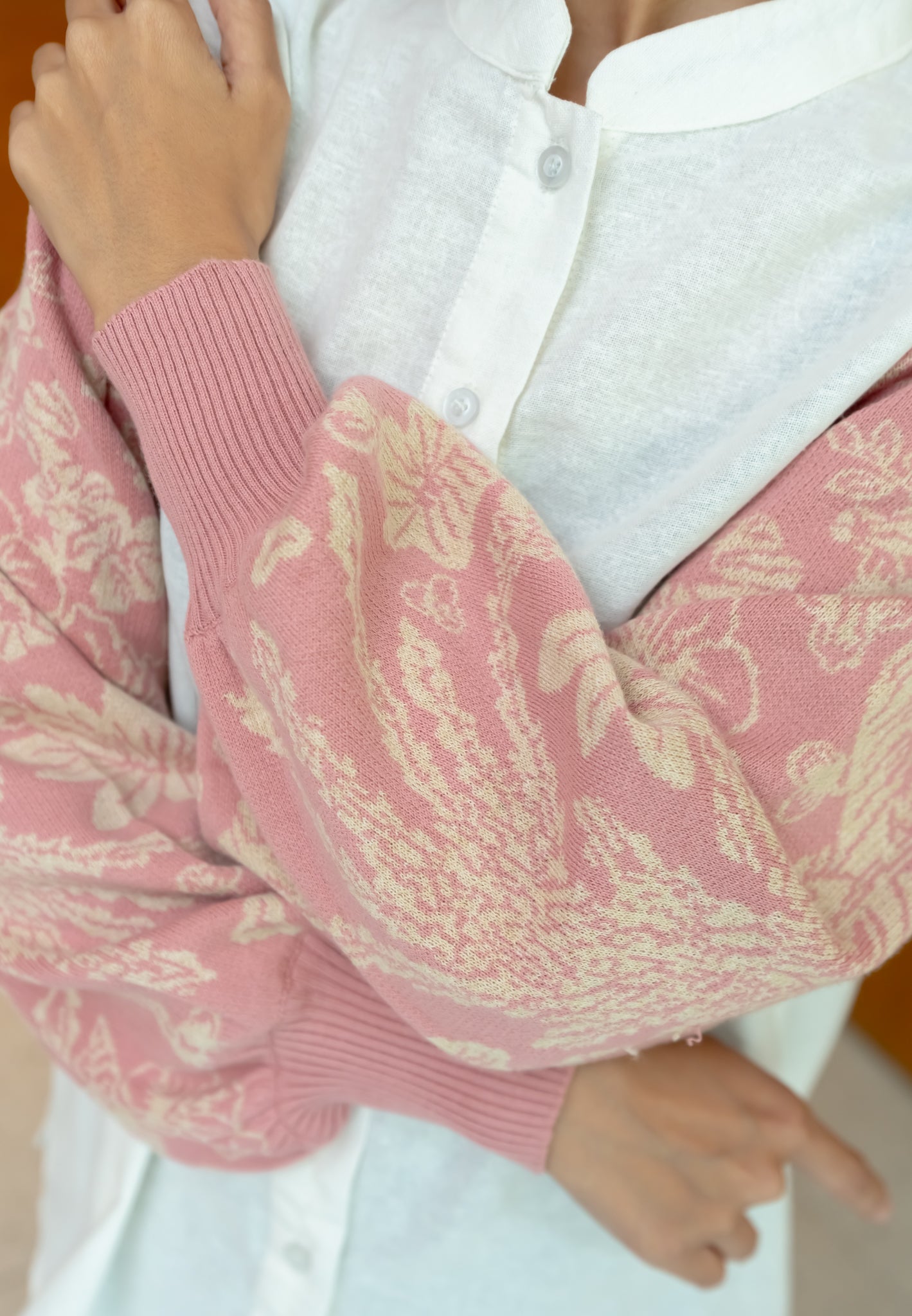 NONAETAL Osaka Heritage Top Knit Sleeve Broken White - Pink