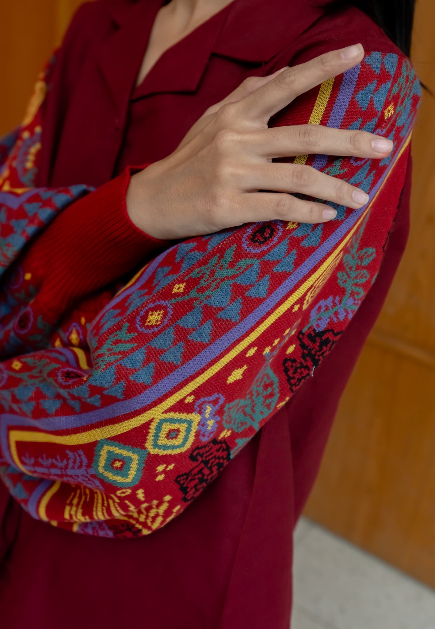 NONAETAL Milla Orion Top Knit Sleeve Maroon