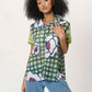 NONA Celosia Pleats and Knitted Shirt Short Sleeve Kelly Green