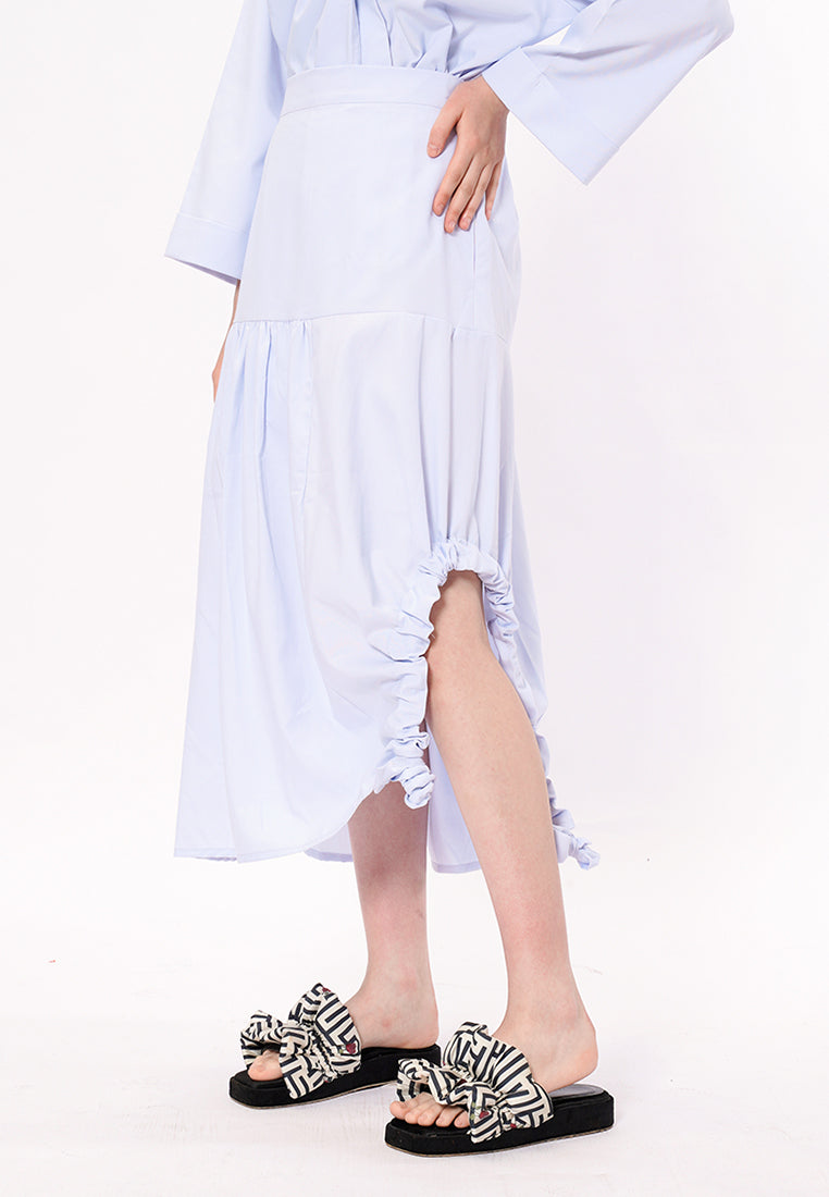 NONA X TITIES SAPOETRA Aluna Ruched Skirt Sky Blue