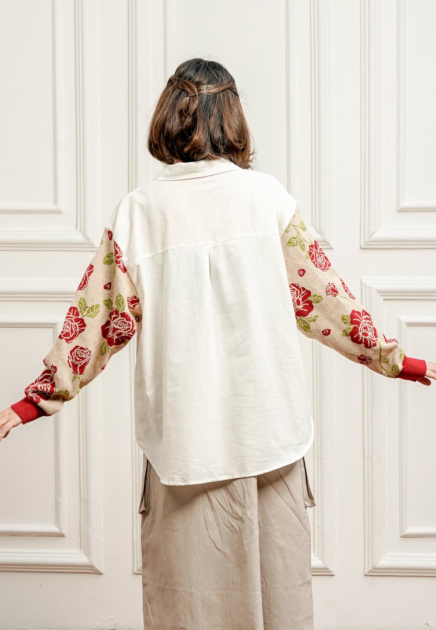 NONA Beatrix Lapel Collar Shirt Long Sleeve Broken White