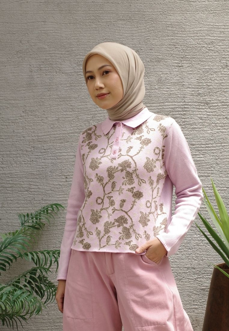 NONAETAL Velma Jalak Knit Polo Long Sleeve