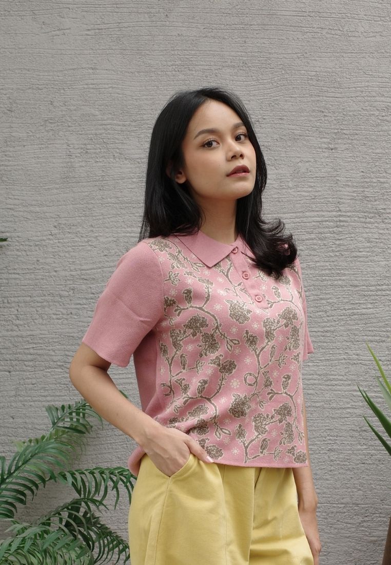 NONAETAL Velma Jalak Knit Polo Short Sleeve