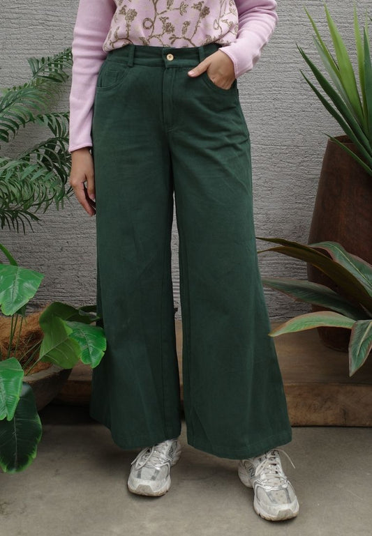 NONAETAL Seroja Flare Pants Hunter Green