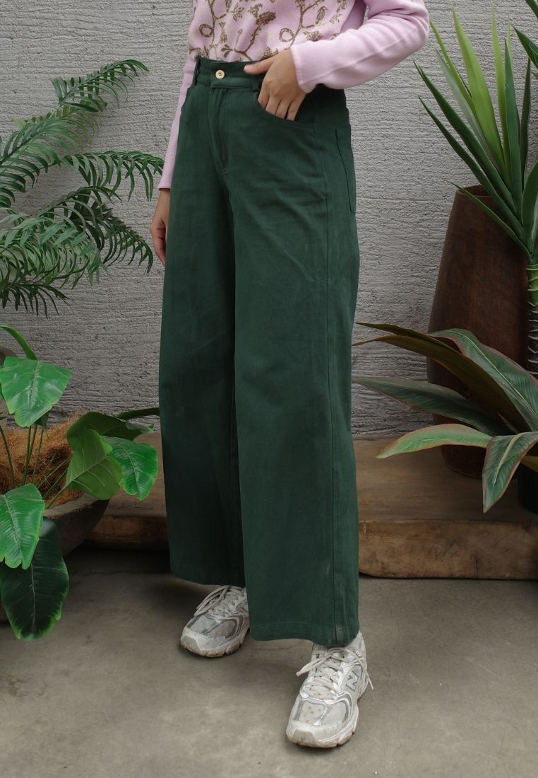 NONAETAL Seroja Flare Pants Hunter Green