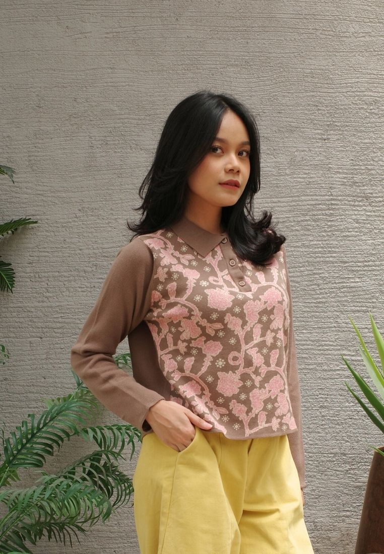 NONAETAL Velma Jalak Knit Polo Long Sleeve