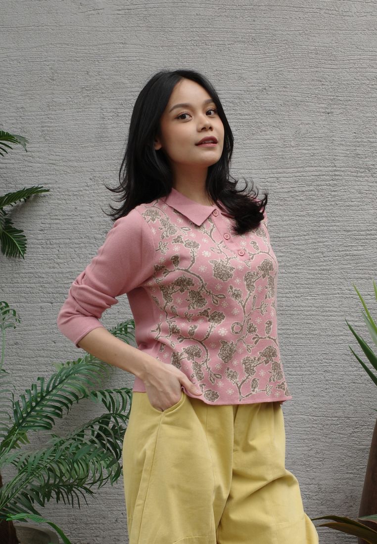 NONAETAL Velma Jalak Knit Polo Long Sleeve