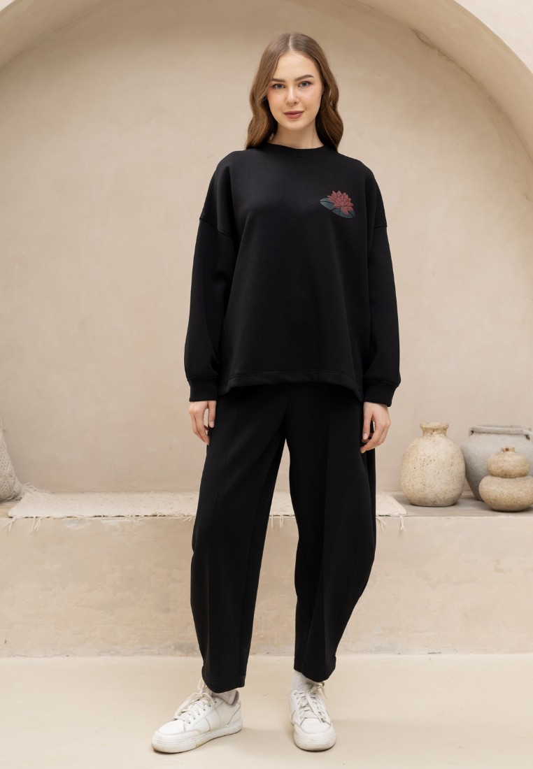 NONAETAL Hailey Padma Oversized Top Long Sleeve Black