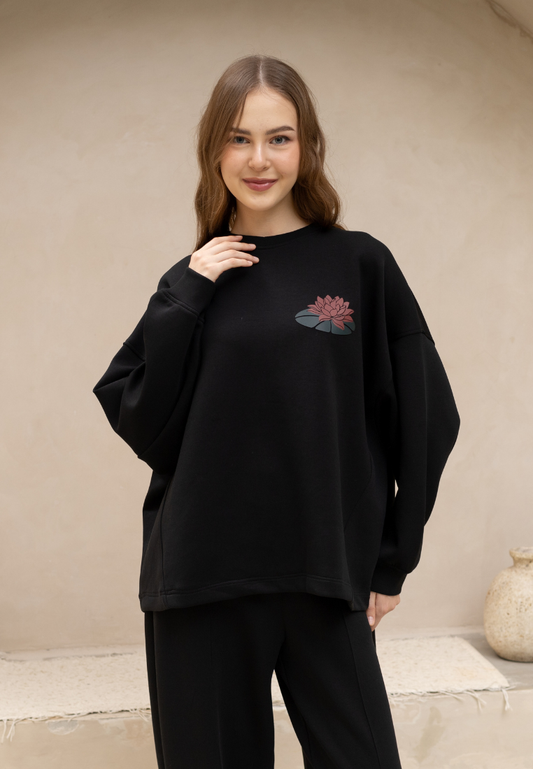 NONAETAL Hailey Padma Oversized Top Long Sleeve Black