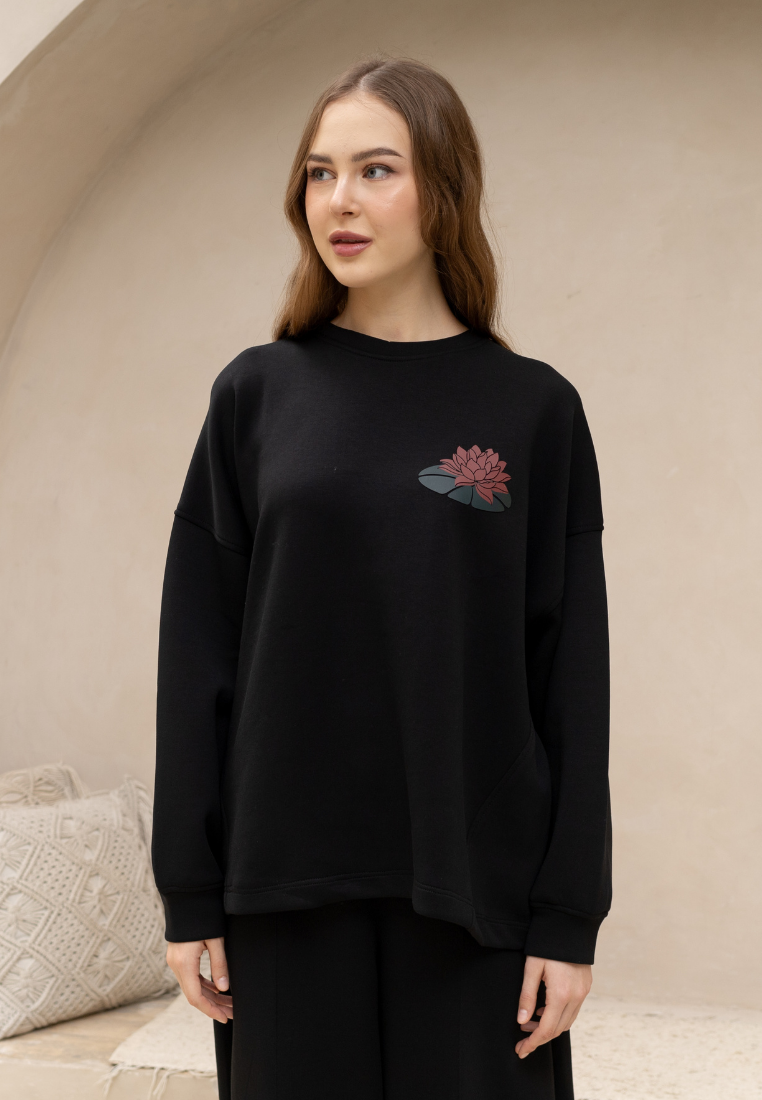 NONAETAL Hailey Padma Oversized Top Long Sleeve Black