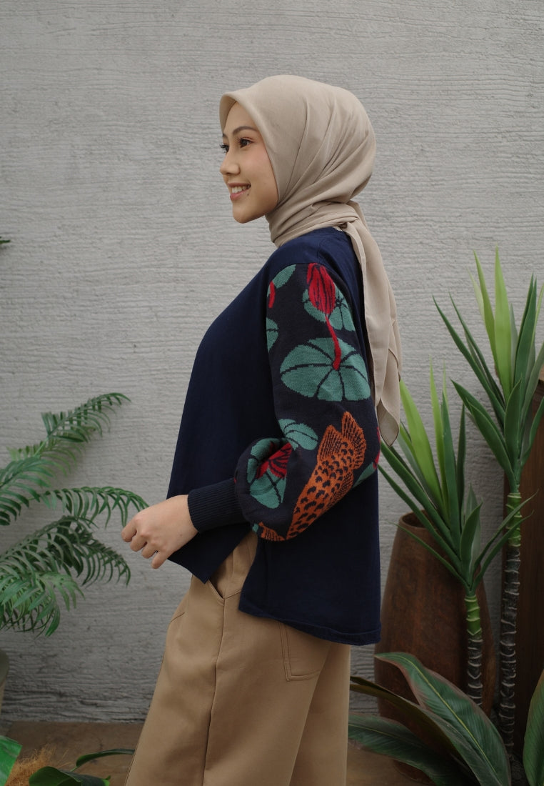 NONAETAL Padwana T-shirt Knit Sleeve Navy