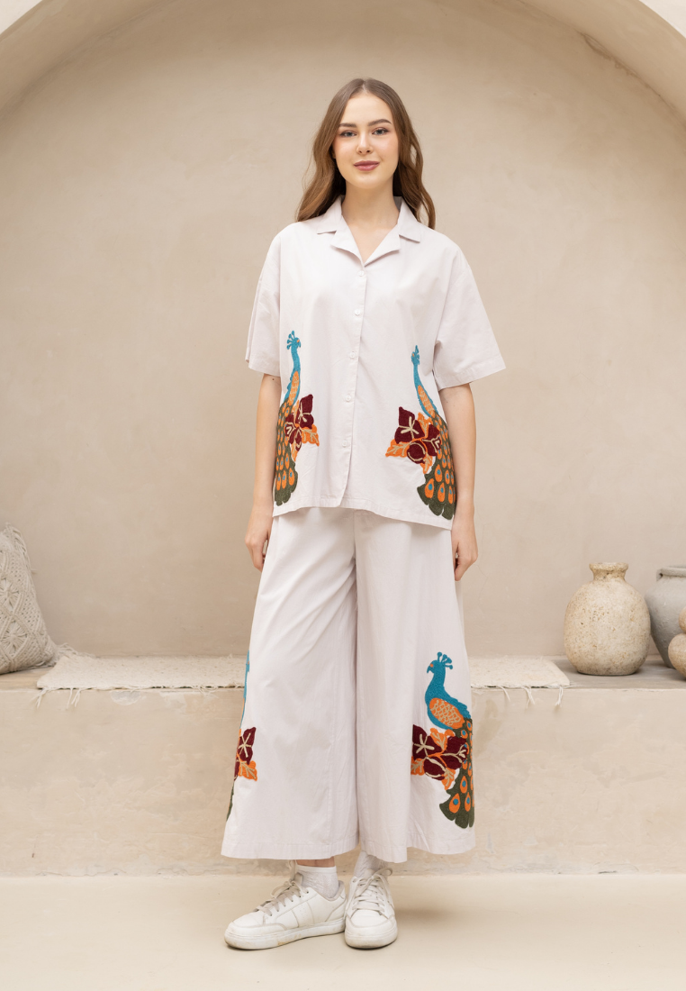 NONAETAL Avery Peafowl Shirt Short Sleeve Lilac Hint