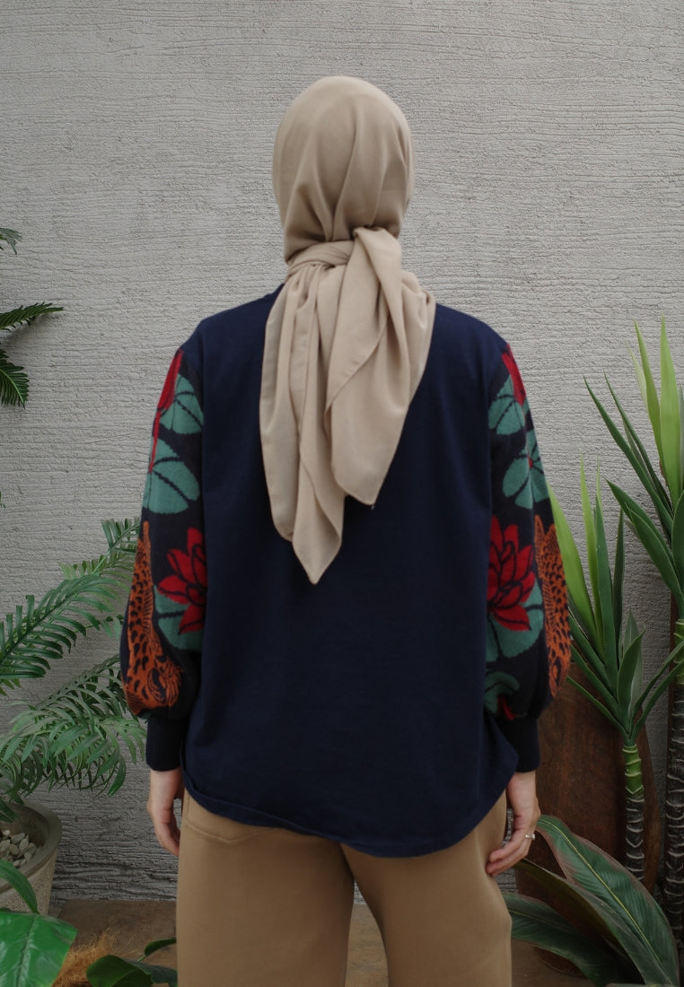 NONAETAL Padwana T-shirt Knit Sleeve Navy