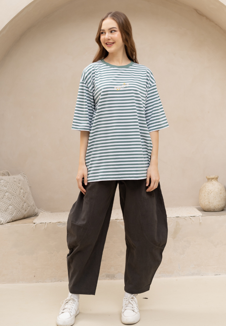 NONAETAL Parker T-Shirt Short Sleeve Green Stripes