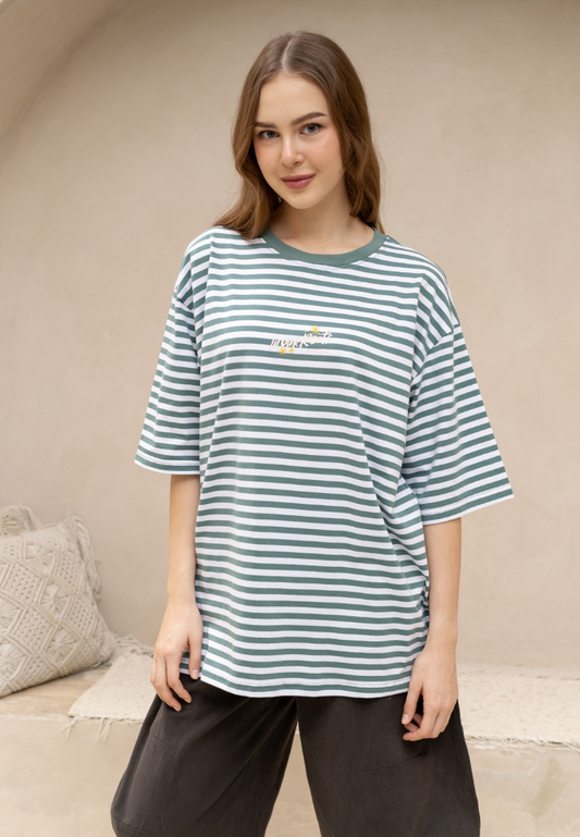 NONAETAL Parker T-Shirt Short Sleeve Green Stripes