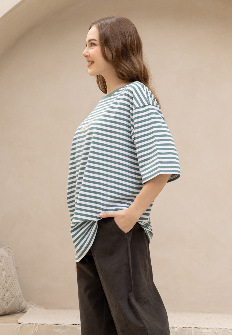 NONAETAL Parker T-Shirt Short Sleeve Green Stripes