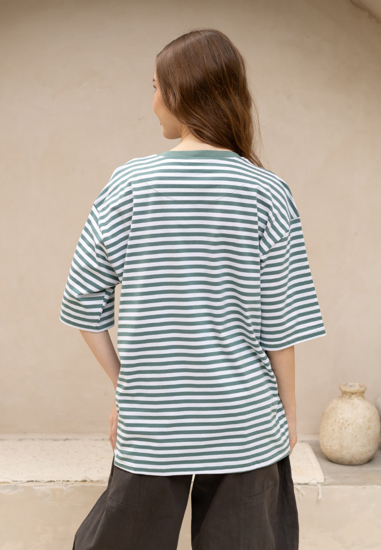 NONAETAL Parker T-Shirt Short Sleeve Green Stripes