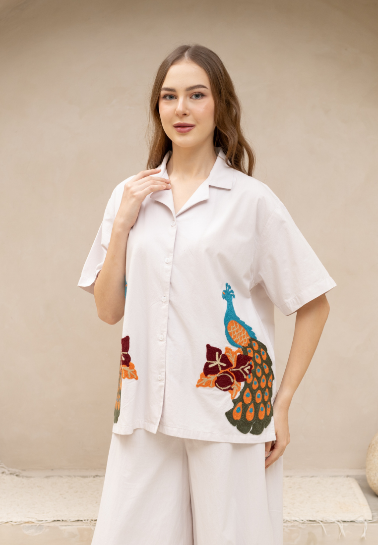 NONAETAL Avery Peafowl Shirt Short Sleeve Lilac Hint