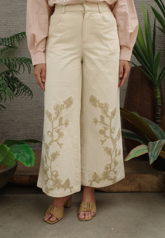 NONAETAL Seroja Jalak Flare Pants Broken White