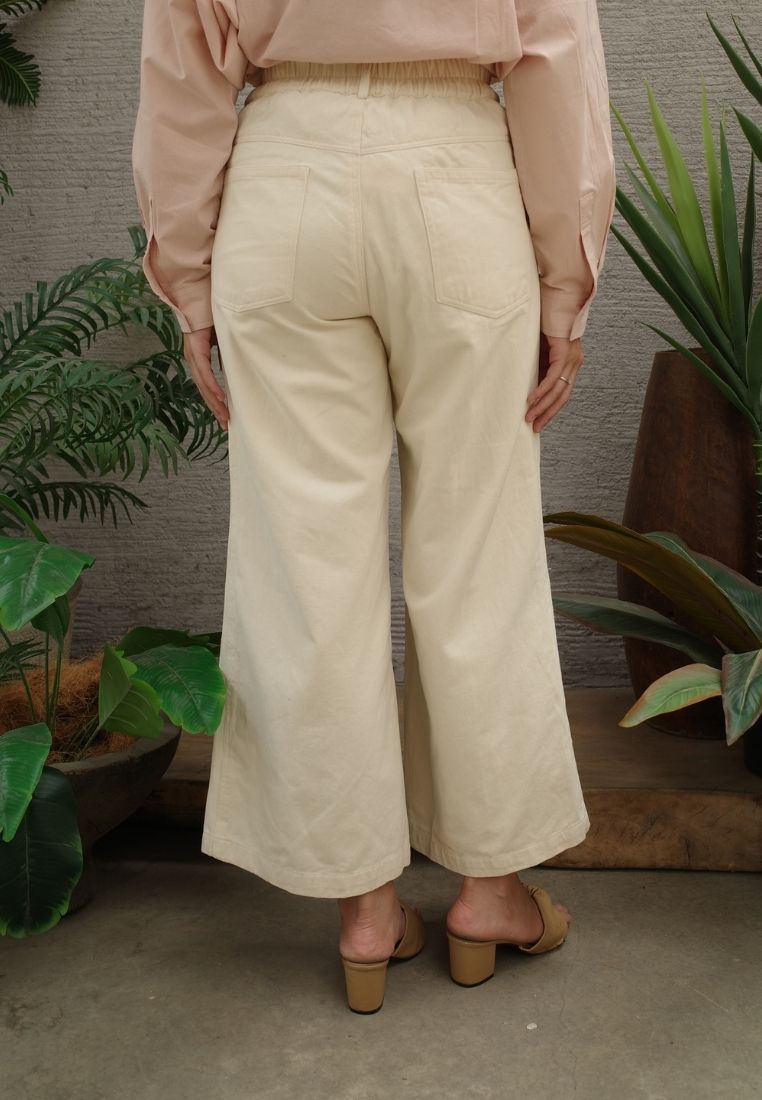 NONAETAL Seroja Jalak Flare Pants Broken White