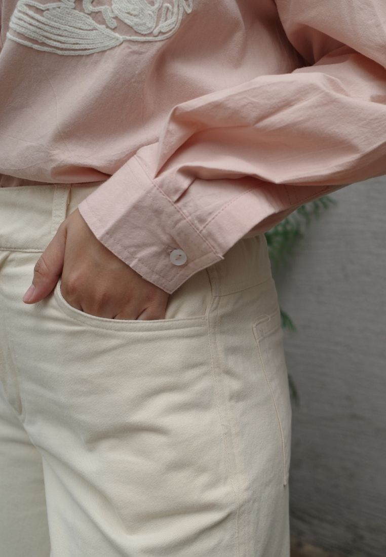 NONAETAL Seroja Jalak Flare Pants Broken White