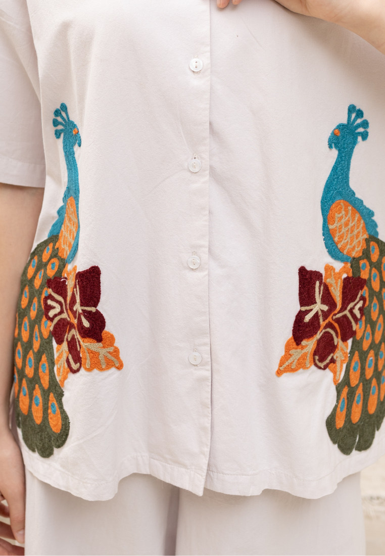 NONAETAL Avery Peafowl Shirt Short Sleeve Lilac Hint