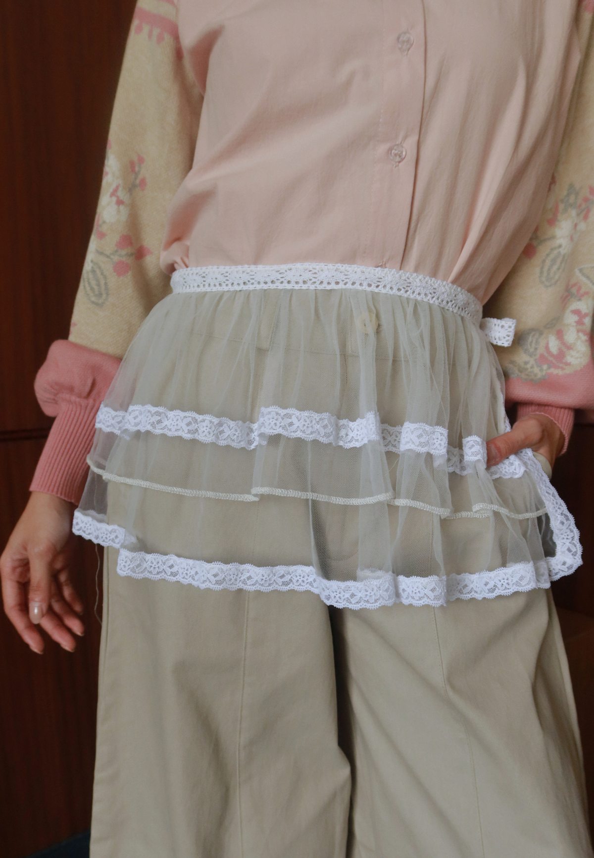 NONAETAL Westside Ruffle Wrap Short Skirt Broken White