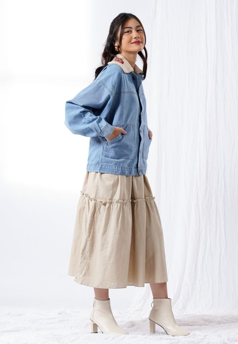 NONA Harajuku Knitted Collar Jacket Ice Blue
