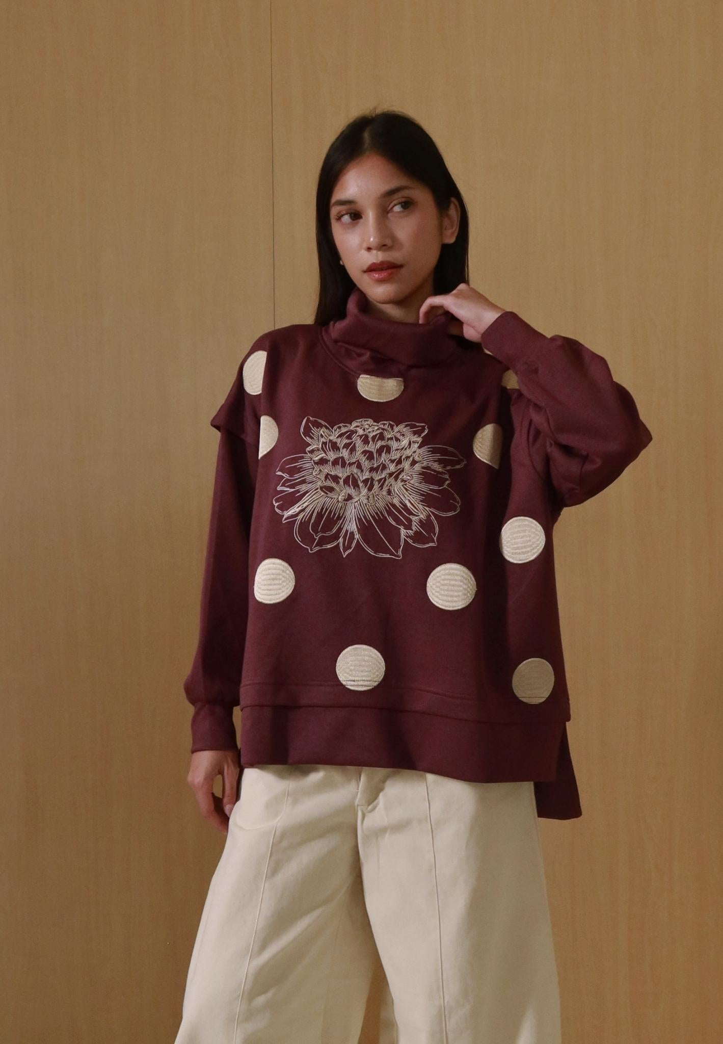 NONAETAL Timber Polka Funnel Hip Length Top