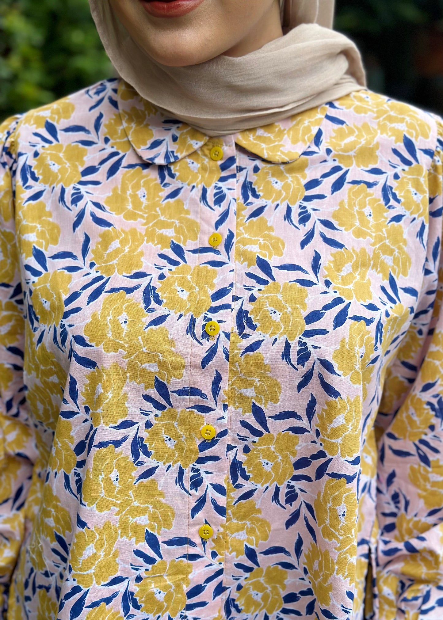 NONAETAL Hassie Top Long Sleeve Canary Yellow Print