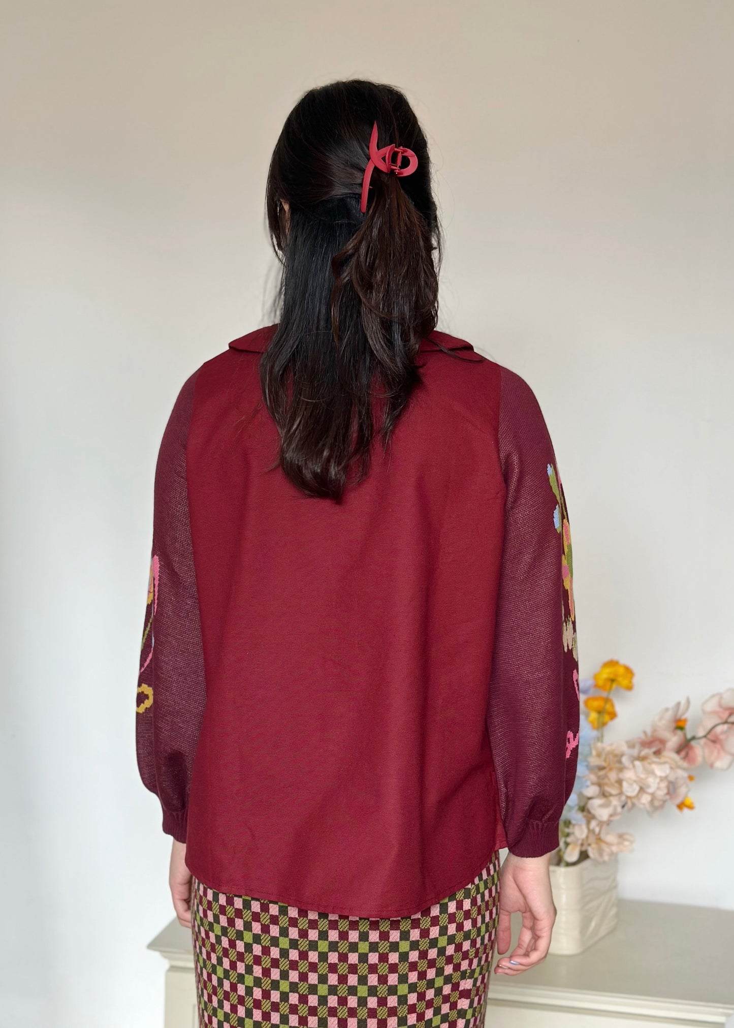 NONAETAL Celosia Top Long Sleeve Maroon