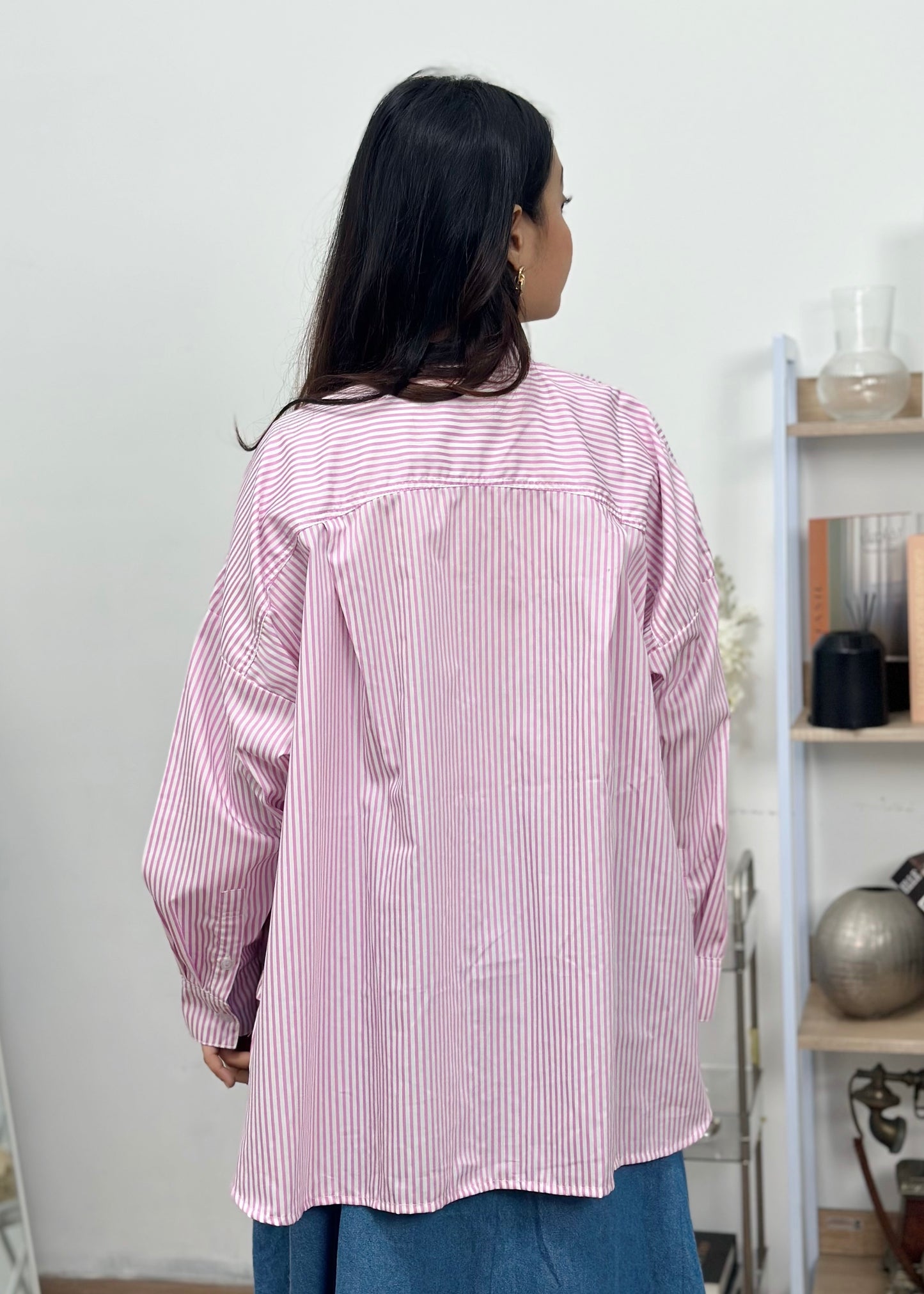 NONAETAL Osaka Basic Top Long Sleeve Pink Stripes