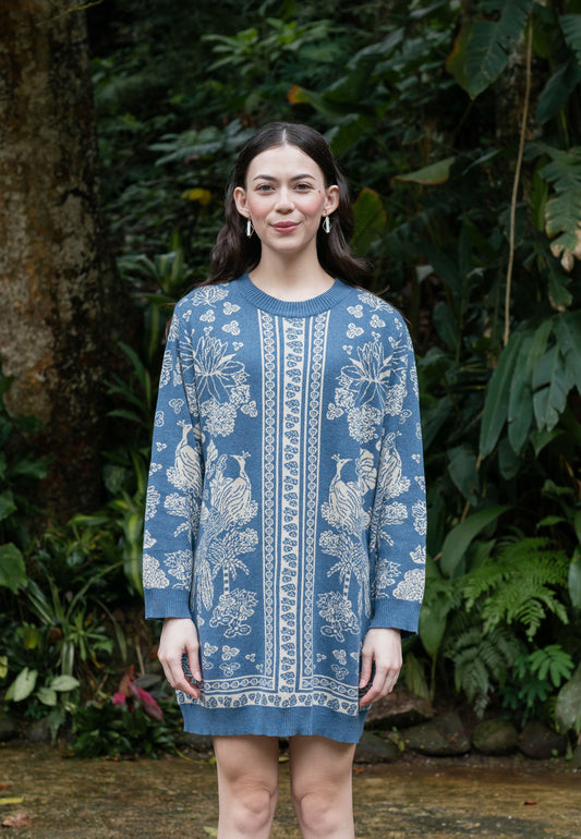 NONAETAL Lisa Heritage Knit Tunic Blue