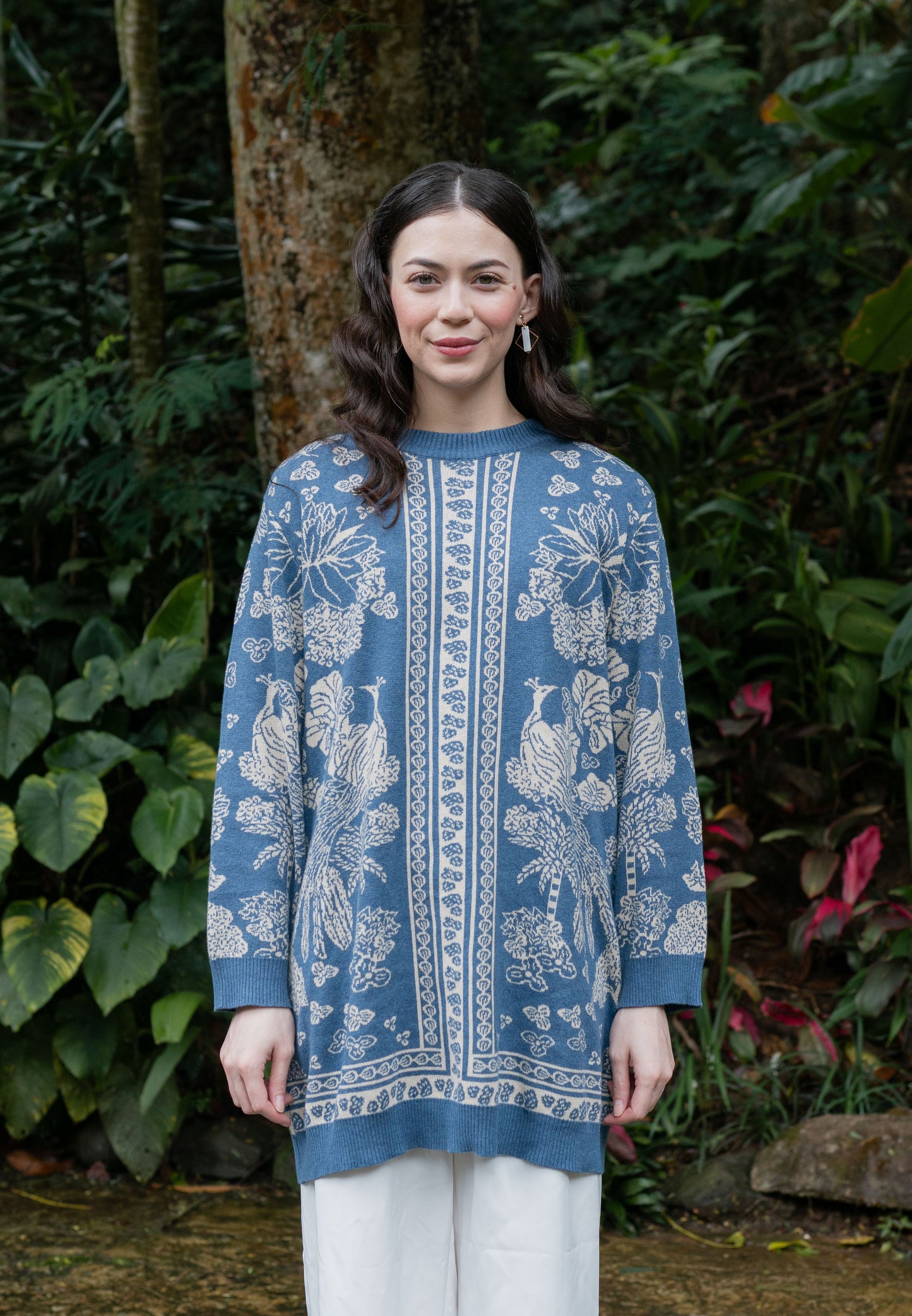 NONAETAL Lisa Heritage Knit Tunic Blue