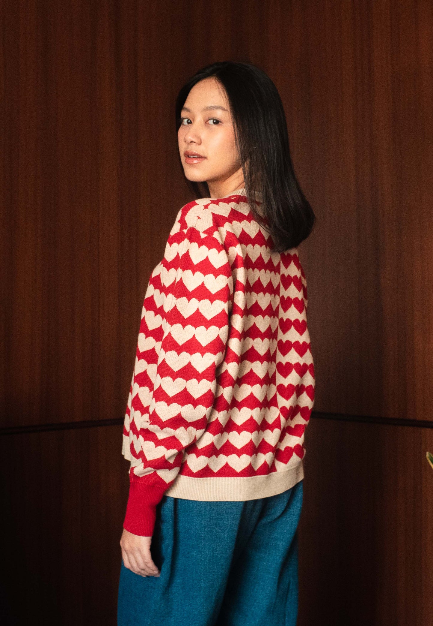 NONAETAL Cupid Heart Knit Sweater Long Sleeve