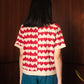 NONAETAL Cupid Heart Polo Knit Top Short Sleeve