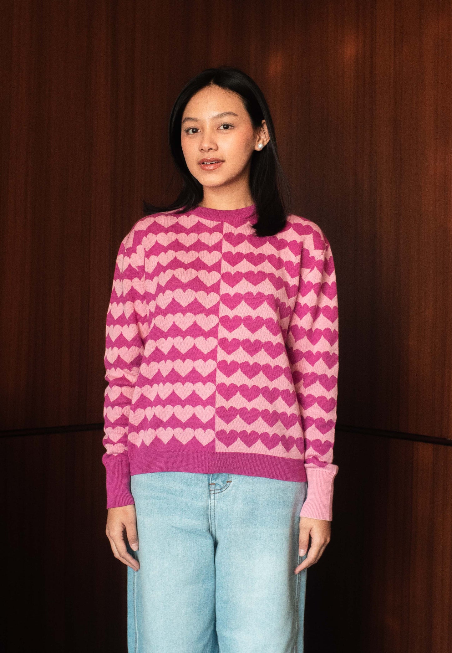 NONAETAL Cupid Heart Knit Sweater Long Sleeve