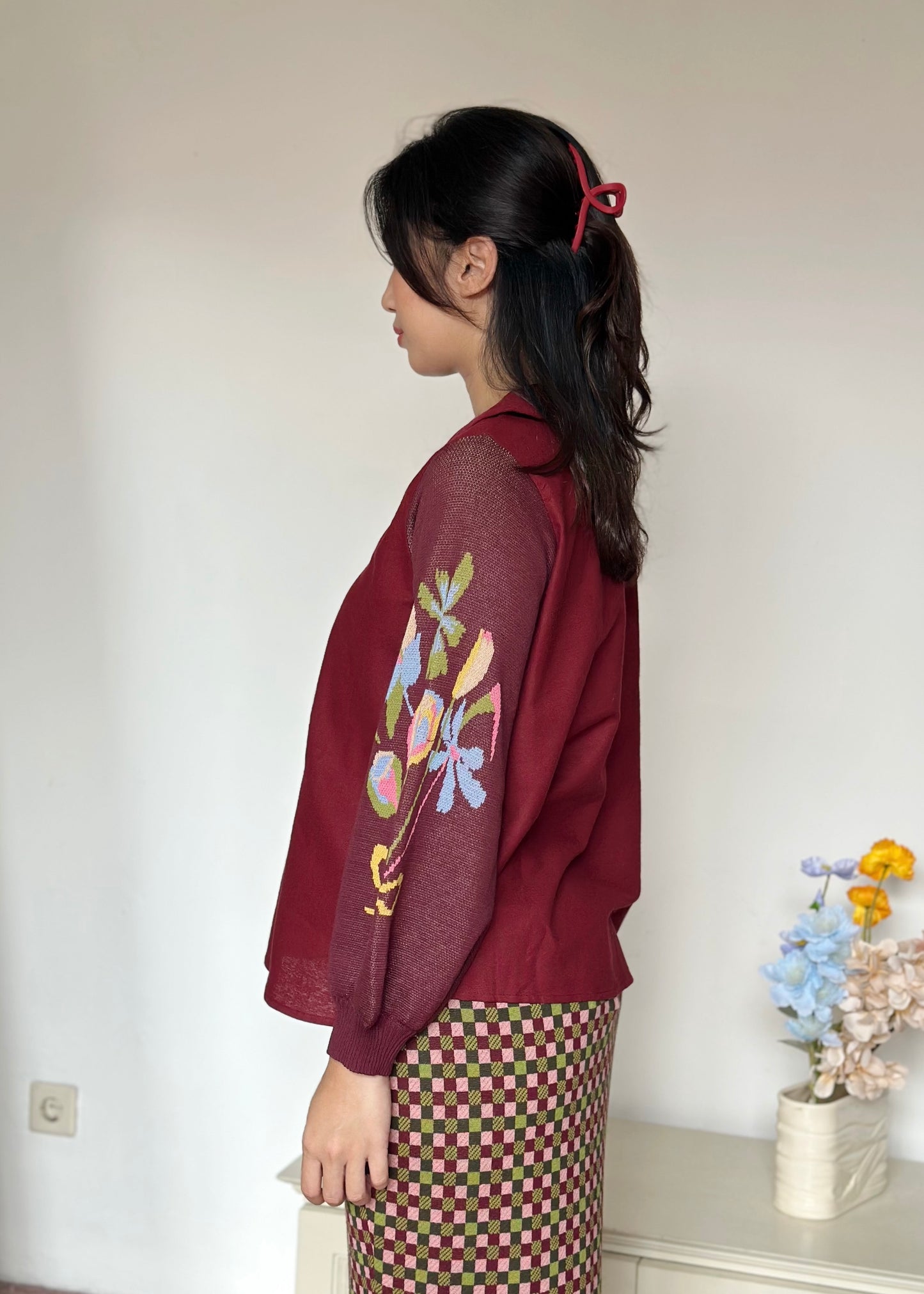 NONAETAL Celosia Top Long Sleeve Maroon