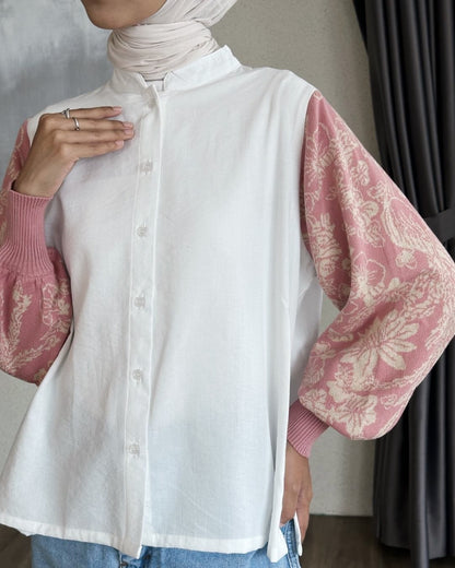 NONAETAL Osaka Heritage Top Knit Sleeve Broken White - Pink