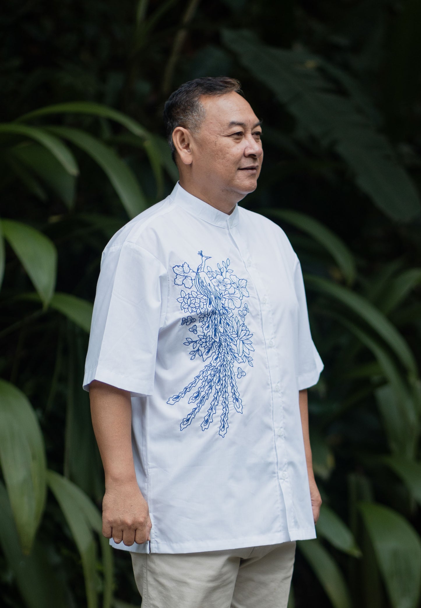 NONAETAL Merak Embroidery Shirt Men Broken White