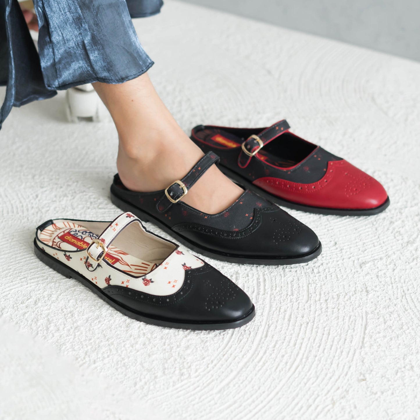 DIANABLE X NONAETAL Nova Mules (Black, Maroon, Cream)