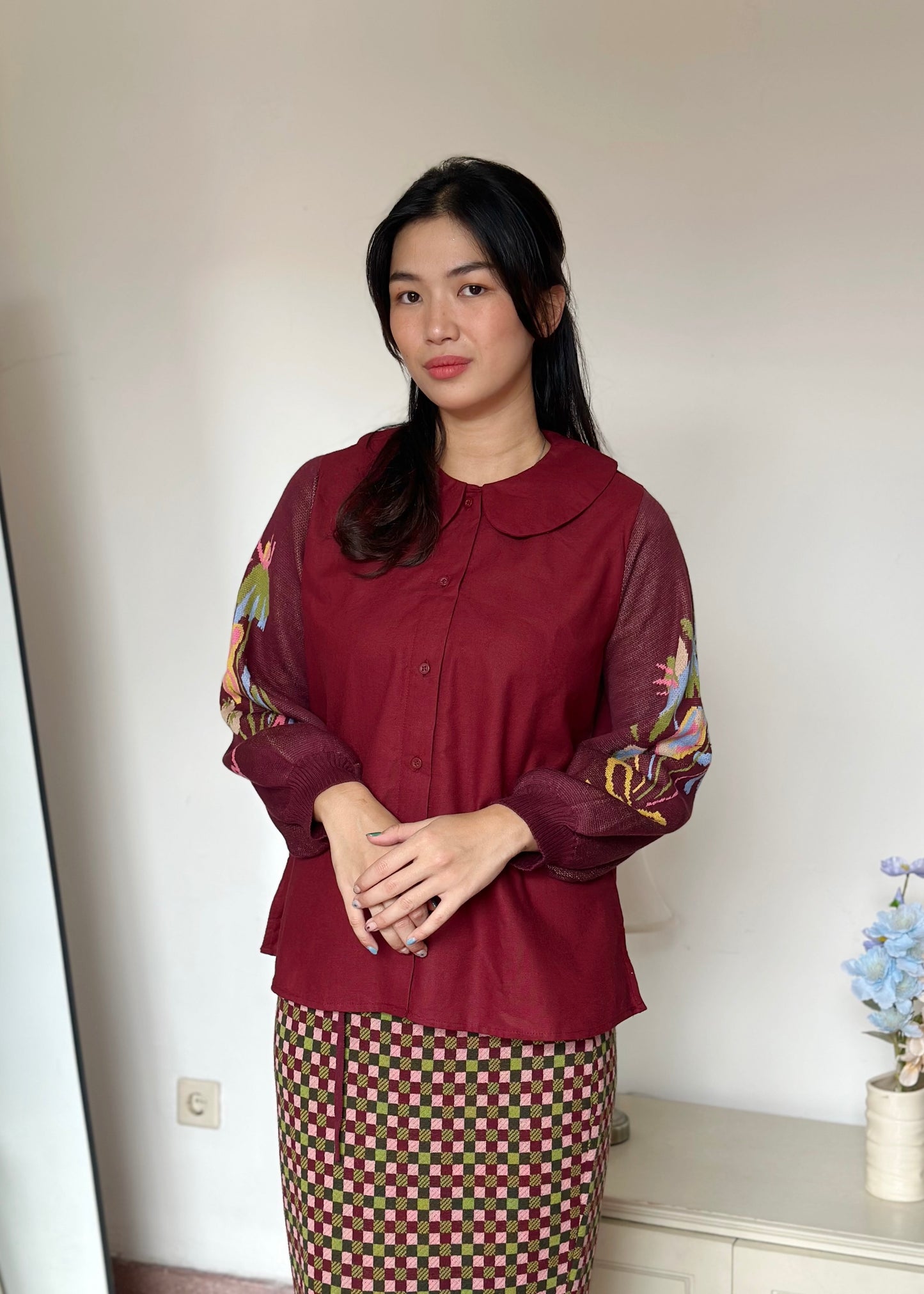 NONAETAL Celosia Top Long Sleeve Maroon