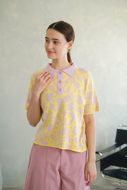 NONAETAL Velma Jalak Knit Polo Short Sleeve