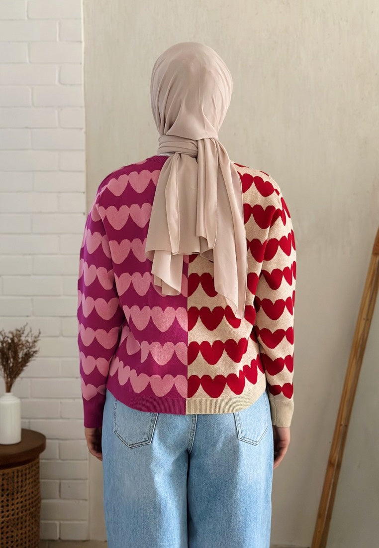 Nonaetal Cupid Heart Knit Sweater Long Sleeve Mix