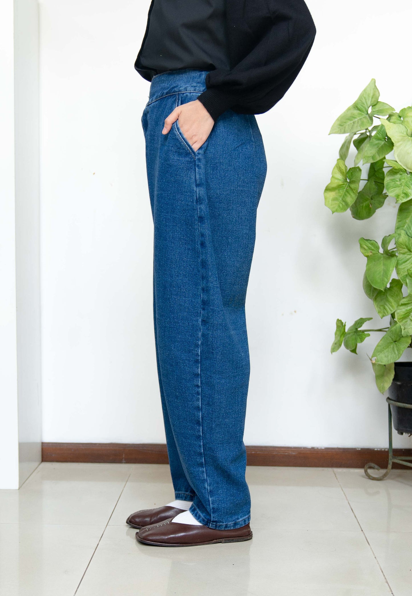 NONA Snaps Boyfriend Jeans Dark Blue Denim