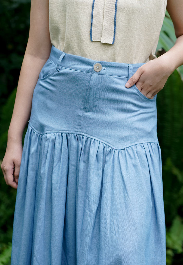 NONAETAL X IFY ALYSSA Pelita Lara Maxi Denim Skirt Denim Blue